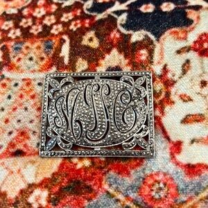 Beautiful Marcasite initial pin. Sterling marked